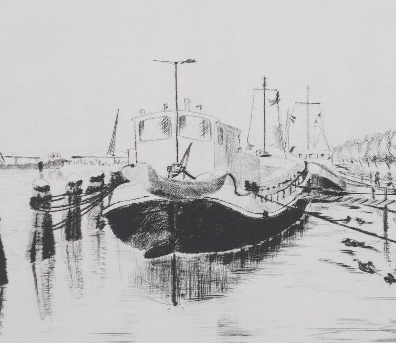 Camille COMBE : Les heures calmes de Spaarndam, Gravure originale signée