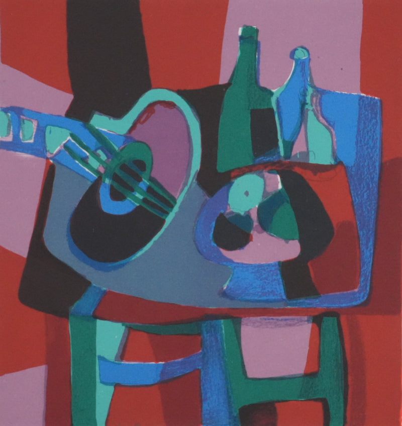 Marcel MOULY : Nature morte au luth (E.A.), Lithographie originale signée