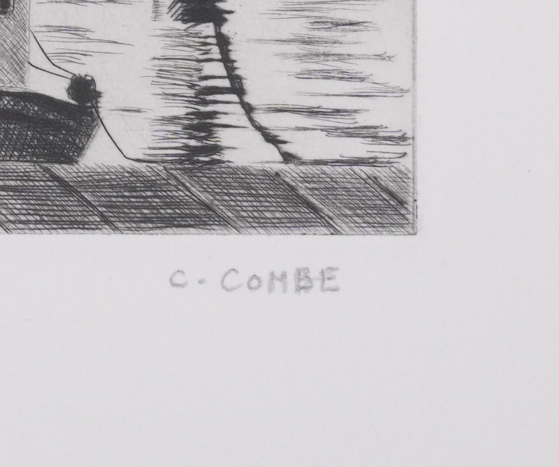 Camille COMBE : Dordrecht, près du Vischmarkt, Gravure originale signée
