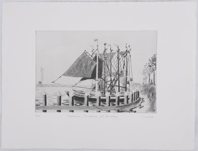 Camille COMBE : Enkhuizen, les voiliers sont de retour, Gravure originale signée