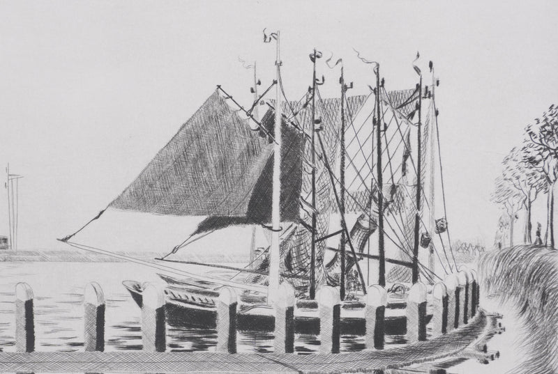 Camille COMBE : Enkhuizen, les voiliers sont de retour, Gravure originale signée