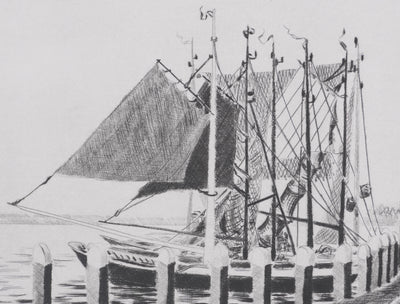 Camille COMBE : Enkhuizen, les voiliers sont de retour, Gravure originale signée