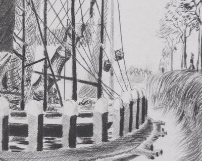 Camille COMBE : Enkhuizen, les voiliers sont de retour, Gravure originale signée