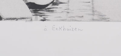 Camille COMBE : A Enkhuizen, Gravure originale signée