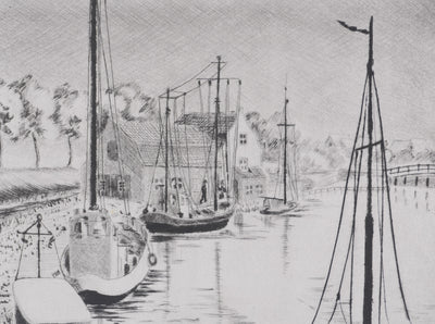 Camille COMBE : A Enkhuizen, Gravure originale signée