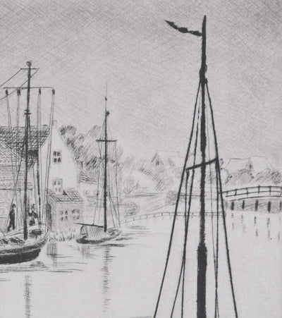 Camille COMBE : A Enkhuizen, Gravure originale signée