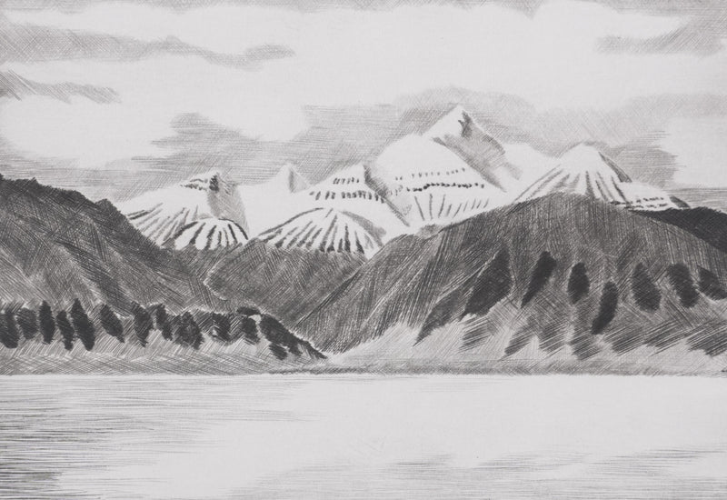 Camille COMBE : La terre des Pics Aigus, Gravure originale signée