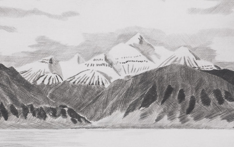 Camille COMBE : La terre des Pics Aigus, Gravure originale signée