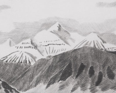 Camille COMBE : La terre des Pics Aigus, Gravure originale signée