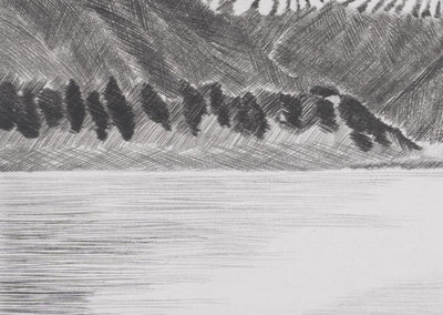 Camille COMBE : La terre des Pics Aigus, Gravure originale signée