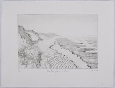 Camille COMBE : Sur les grèves d'Amrum, Gravure originale signée