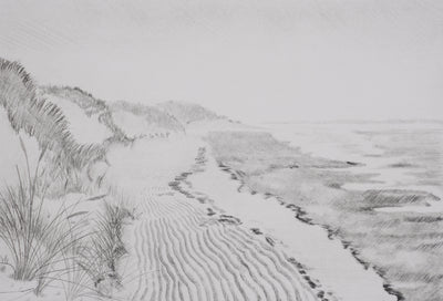 Camille COMBE : Sur les grèves d'Amrum, Gravure originale signée