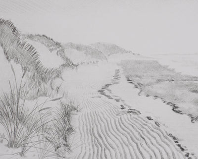 Camille COMBE : Sur les grèves d'Amrum, Gravure originale signée