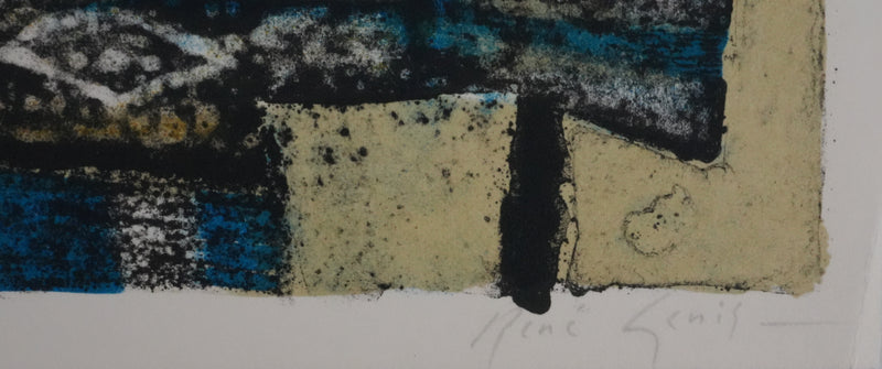René GENIS : Le panier et nature morte, Lithographie originale signée