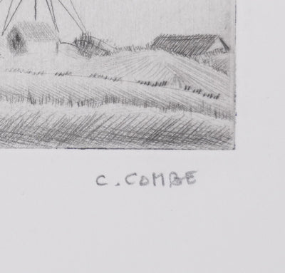 Camille COMBE : Le phare de Kampen, Gravure originale signée