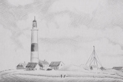 Camille COMBE : Le phare de Kampen, Gravure originale signée