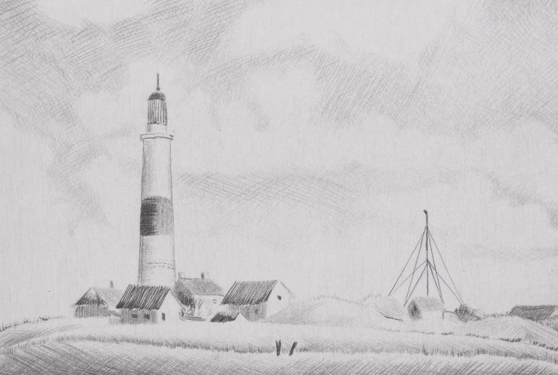 Camille COMBE : Le phare de Kampen, Gravure originale signée