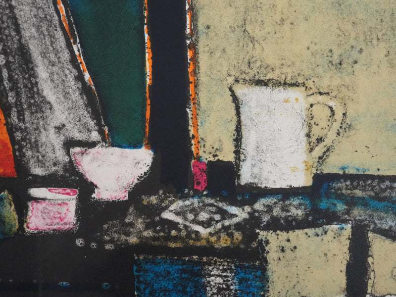 René GENIS : Le panier et nature morte, Lithographie originale signée