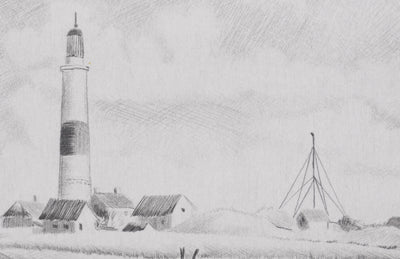 Camille COMBE : Le phare de Kampen, Gravure originale signée