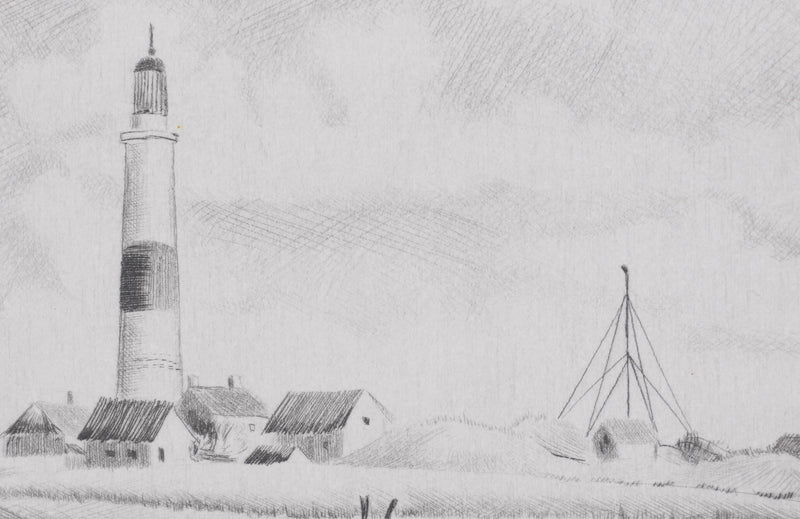 Camille COMBE : Le phare de Kampen, Gravure originale signée