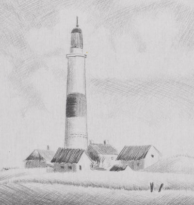 Camille COMBE : Le phare de Kampen, Gravure originale signée