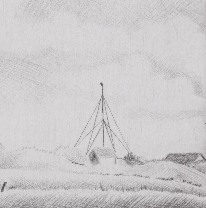 Camille COMBE : Le phare de Kampen, Gravure originale signée
