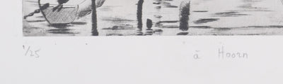 Camille COMBE : A Hoorn, Gravure originale signée