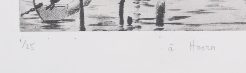 Camille COMBE : A Hoorn, Gravure originale signée