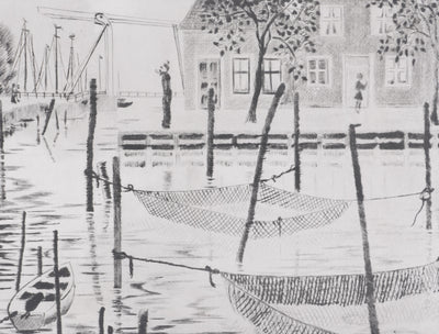 Camille COMBE : A Hoorn, Gravure originale signée