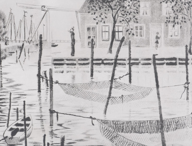 Camille COMBE : A Hoorn, Gravure originale signée