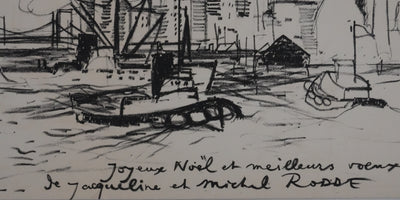 Michel RODDE : Les pêcheurs à New York, Lithographie originale signée