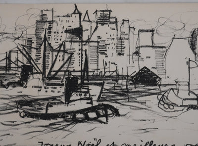 Michel RODDE : Les pêcheurs à New York, Lithographie originale signée