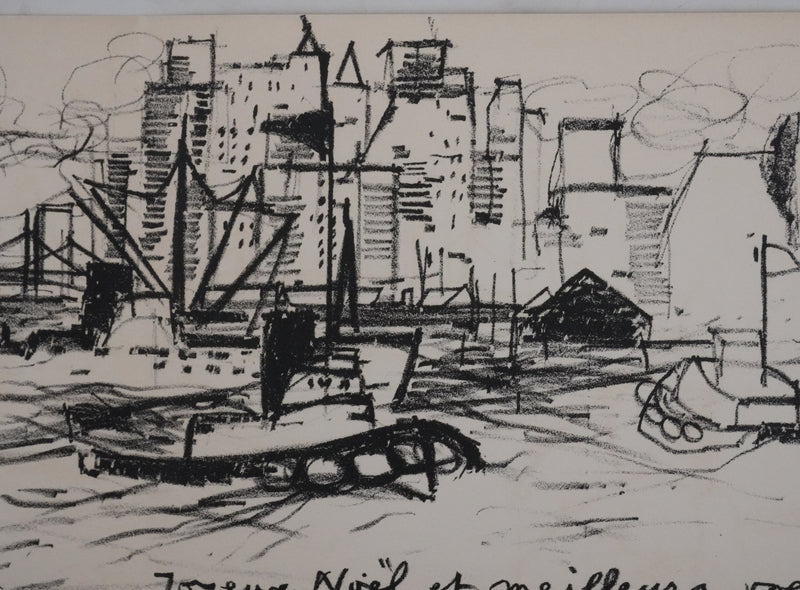 Michel RODDE : Les pêcheurs à New York, Lithographie originale signée