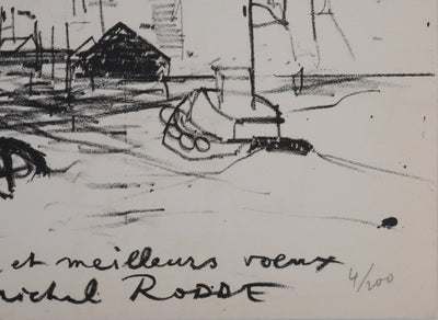 Michel RODDE : Les pêcheurs à New York, Lithographie originale signée