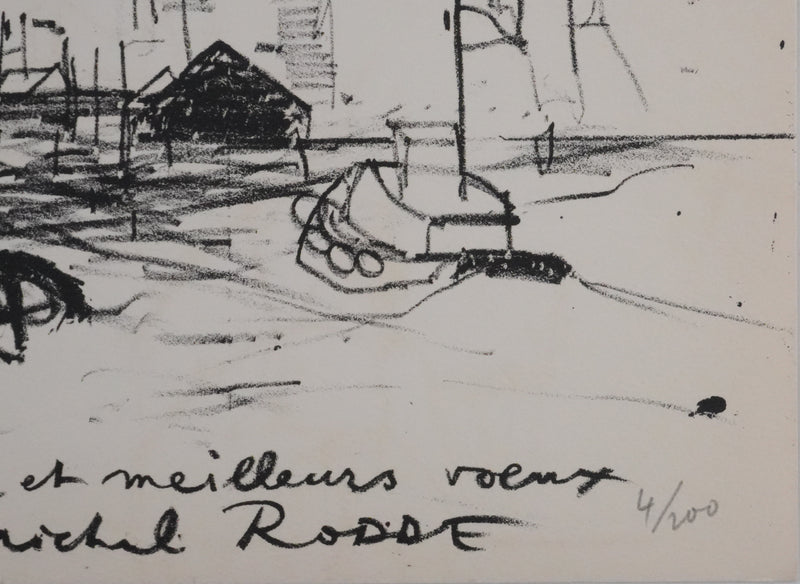 Michel RODDE : Les pêcheurs à New York, Lithographie originale signée
