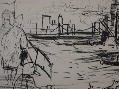 Michel RODDE : Les pêcheurs à New York, Lithographie originale signée