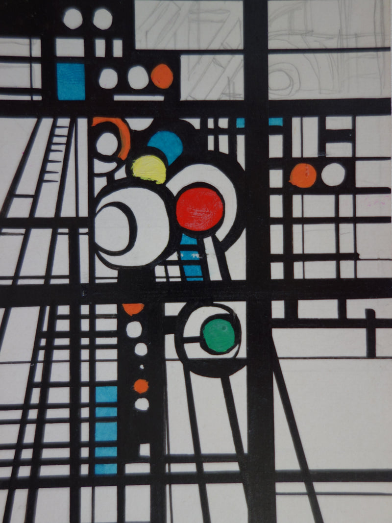 Bernard HERZOG : Structure colorée, Dessin original