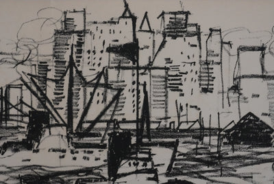 Michel RODDE : Les pêcheurs à New York, Lithographie originale signée