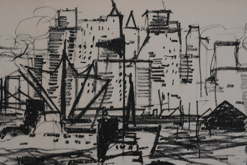Michel RODDE : Les pêcheurs à New York, Lithographie originale signée