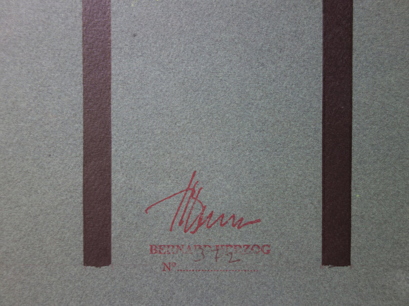 Bernard HERZOG : Réseau coloré, Dessin et collage original signé