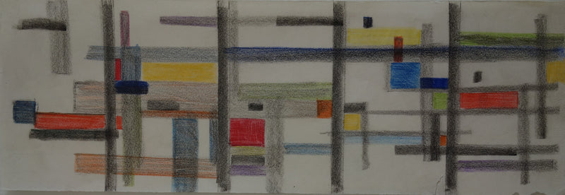 Bernard HERZOG : Piliers colorés, Dessin original