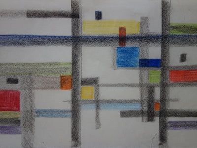 Bernard HERZOG : Piliers colorés, Dessin original
