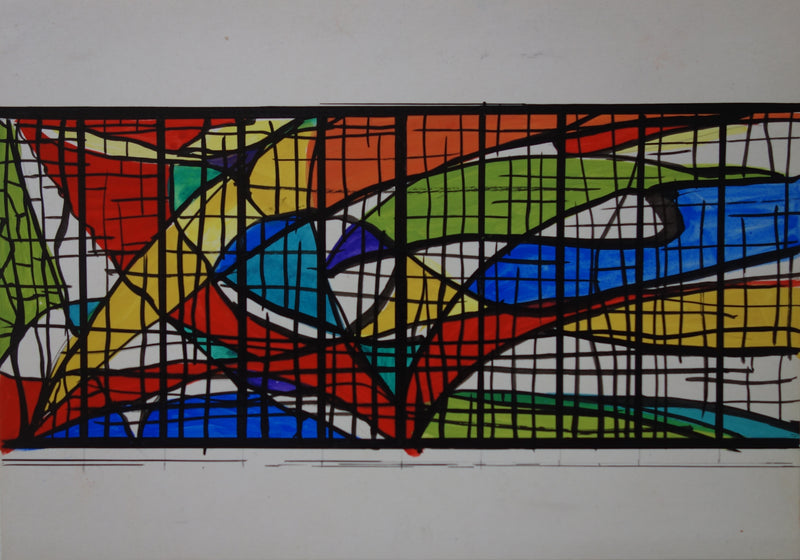 Bernard HERZOG : Vitraux colorés, Dessin original