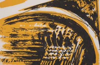 Maurice Elie SARTHOU : L'échangeur dans les champs de vigne, Lithographie originale signée