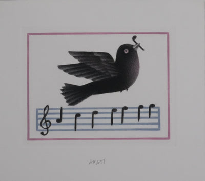 Mario AVATI : Le chant de l'oiseau, Gravure originale signée