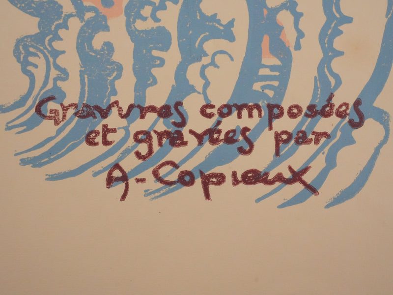 Albert COPIEUX : Les falaises normandes, Lithographie originale