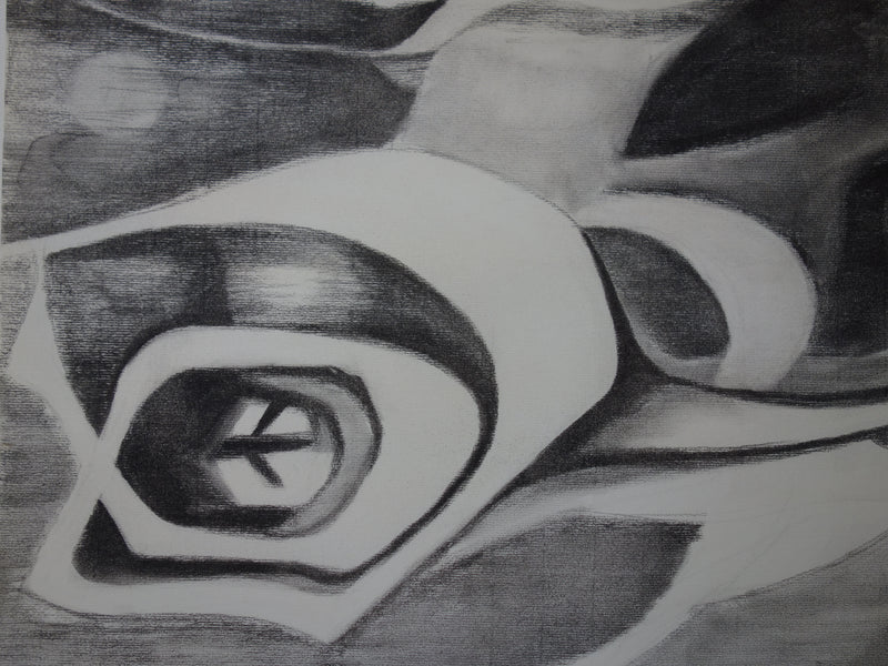 Bernard HERZOG : Composition en noir et blanc, Dessin original signé