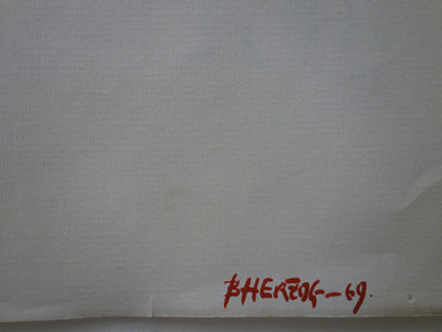 Bernard HERZOG : Pyramide abstraite, Dessin original signé