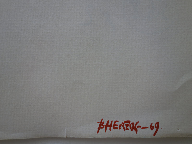 Bernard HERZOG : Pyramide abstraite, Dessin original signé