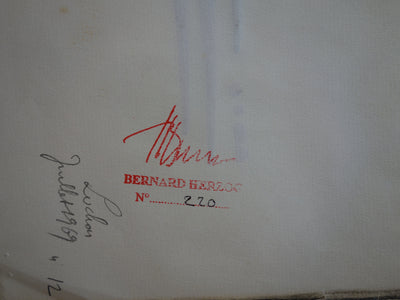 Bernard HERZOG : Pyramide abstraite, Dessin original signé